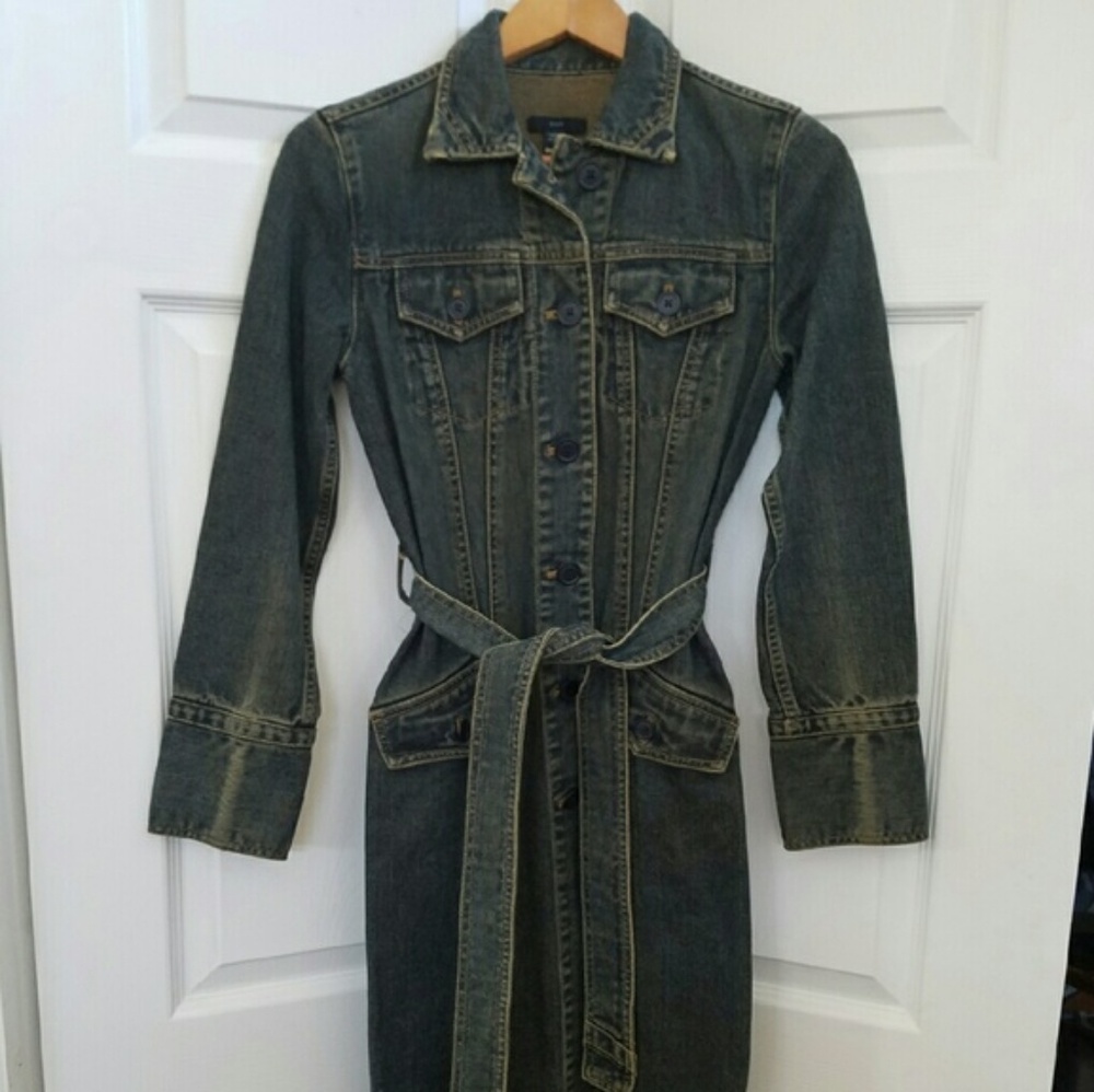 GAP Denim Western Long Line Jacket Trench Coat